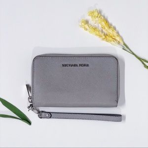 MK Jet Set Saffiano Leather Phone Wristlet